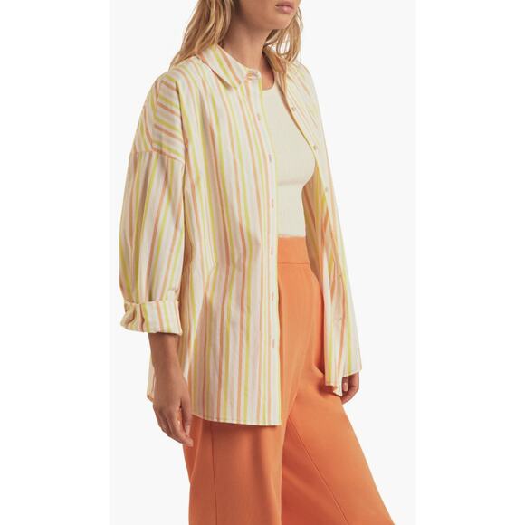 FAVORITE DAUGHTER NWT The Ex-Boyfriend Shirt Sorbetto Stripe Sz Medium $195 MSRP - Picture 9 of 9